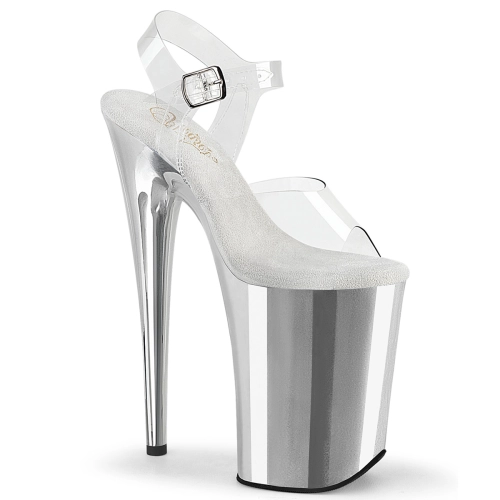 Srebrne sandałki do exotic Infinity 908 Clr/Slv Chrome PLEASER