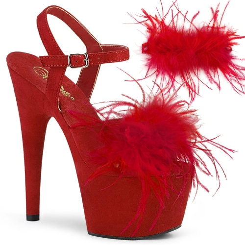 ADORE-709F Red Faux Suede-Feather/Red Faux Suede