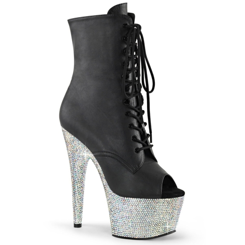 BEJEWELED-1021-7 Blk Faux Leather/Slv AB RS