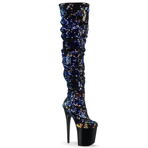 FLAMINGO-3004 Blue Iridescent Sequins/Blk