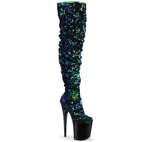 FLAMINGO-3004 Green Iridescent Sequins/Blk
