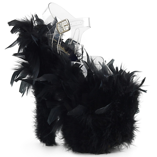 FLAMINGO-808F Clr/Blk Marabou Feather
