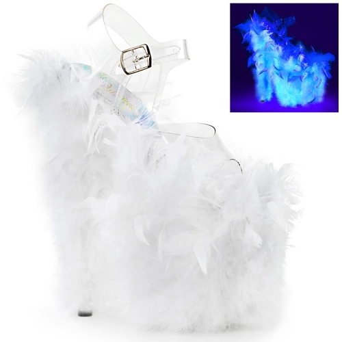 FLAMINGO-808F Clr/Neon Wht Marabou Feather