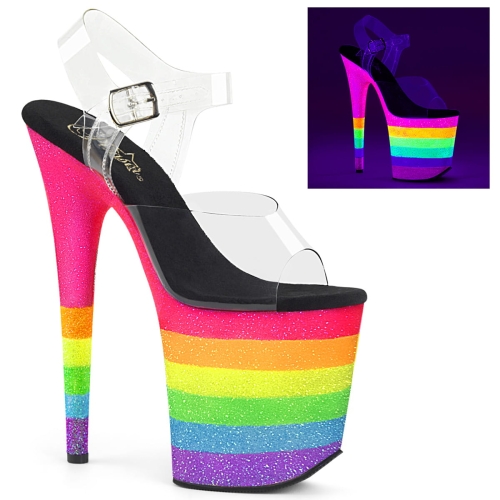 FLAMINGO-808UVRB Clr/Neon Rainbow Glitter