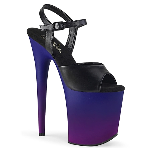 FLAMINGO-809BP Blk Faux Leather/Blue-Purple Ombre