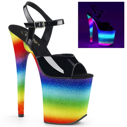 FLAMINGO-809WR Blk Pat/Rainbow Glitter