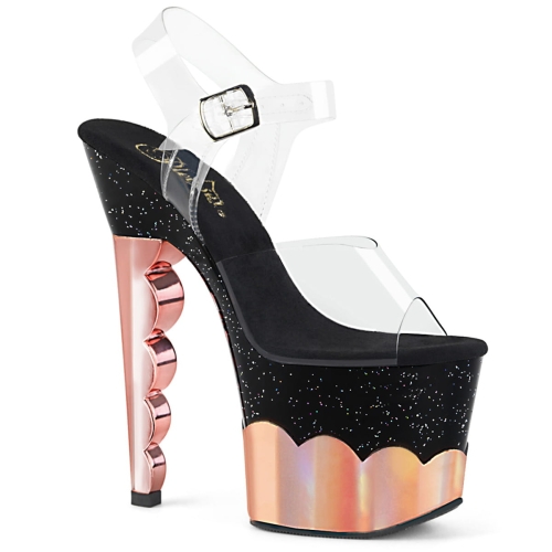 SCALLOP-708-2HGM Clr/Blk-Rose Gold Hologram