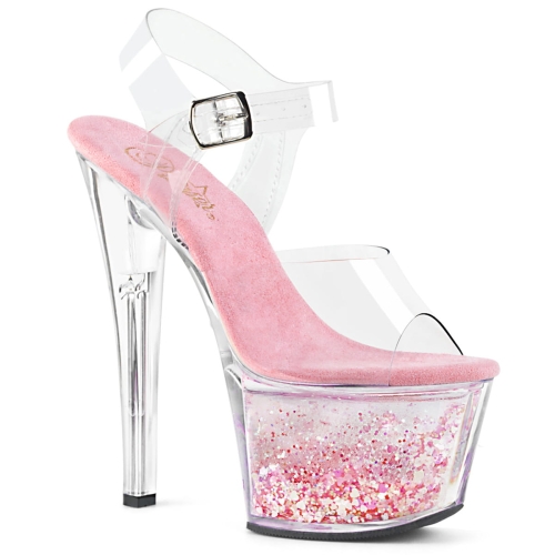 SKY-308WHG Clr/Clr-Baby Pink Glitter