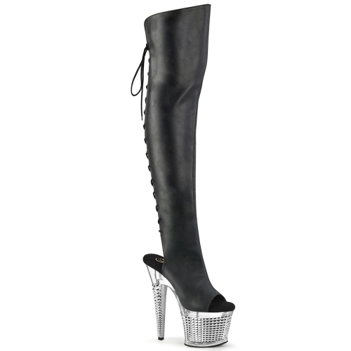 SPECTATOR-3019 Blk Faxur Leather/Clr-Slv Chrome
