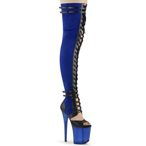 FLAMINGO-3027 Blue Faux Suede-Blk Faux Leather/Frosted Blue