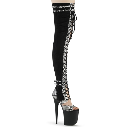 	 FLAMINGO-3027SP Blk Faux Suede-Snake Print Faux Le./Blk Matte